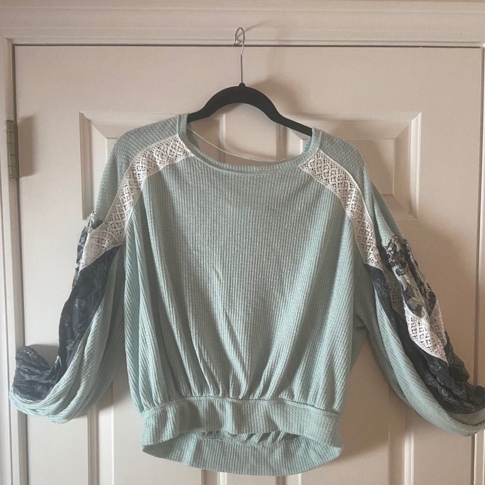 Free people light blue waffle long sleeve